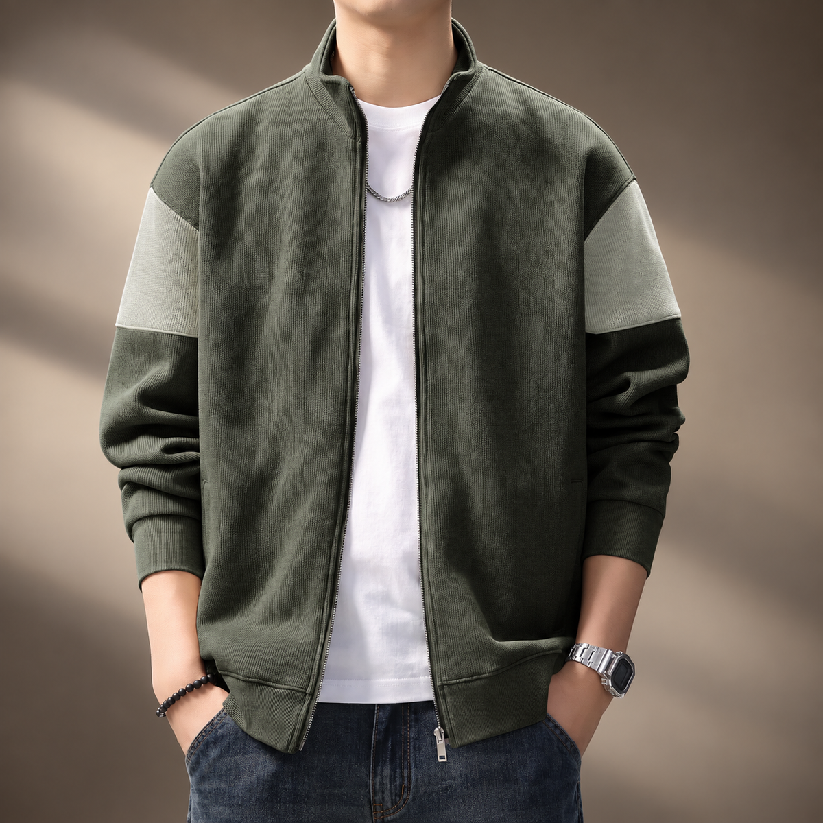 Oliver Colorblock Knit Zip Jacket for Men