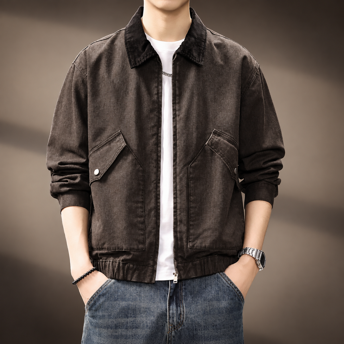 Lucas Contrast Collar Utility Jacket