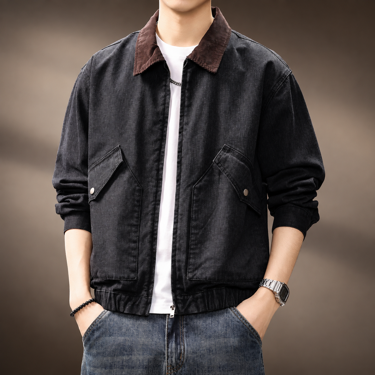 Lucas Contrast Collar Utility Jacket