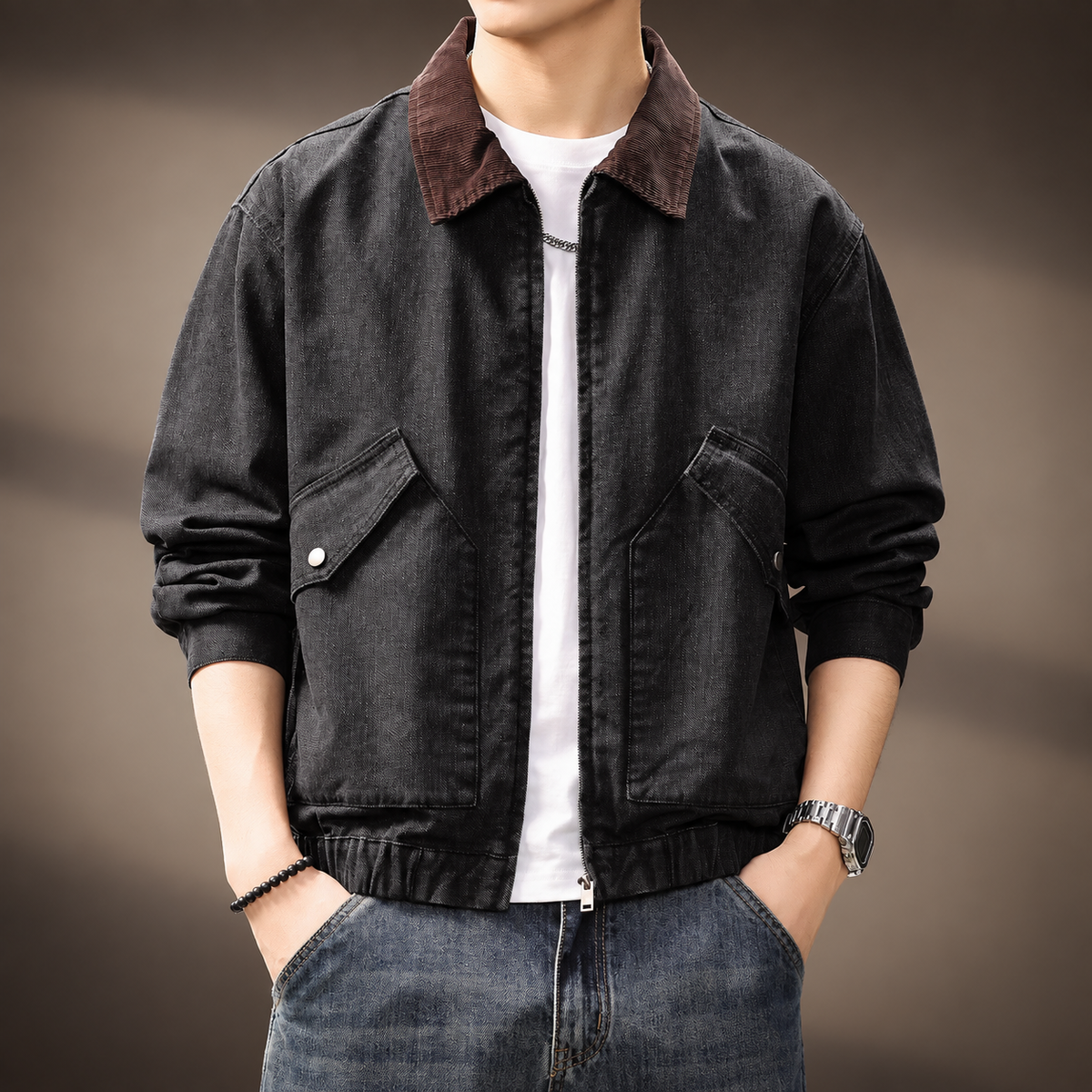 Lucas Contrast Collar Utility Jacket