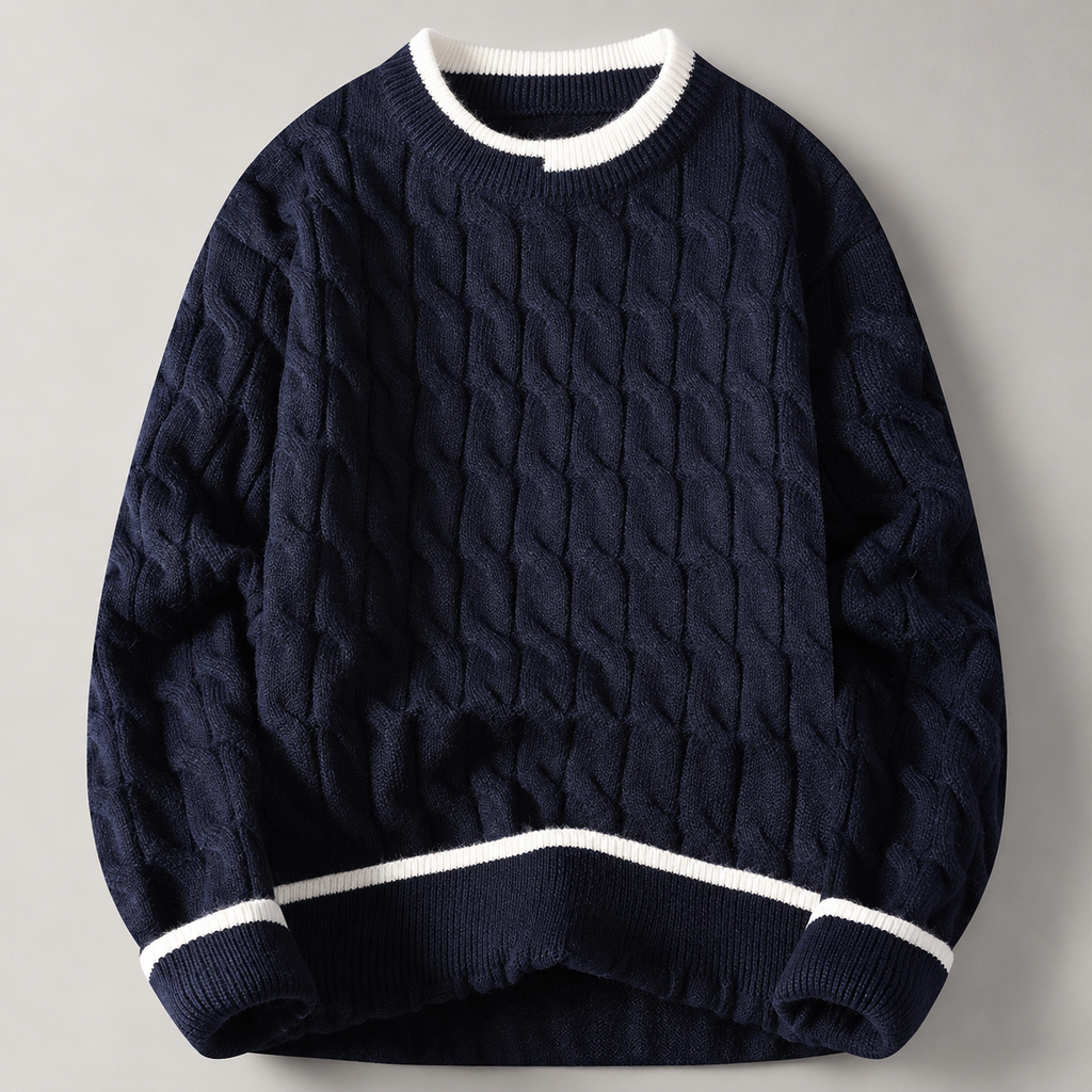 William Textured Cable-Knit Pullover Sweater