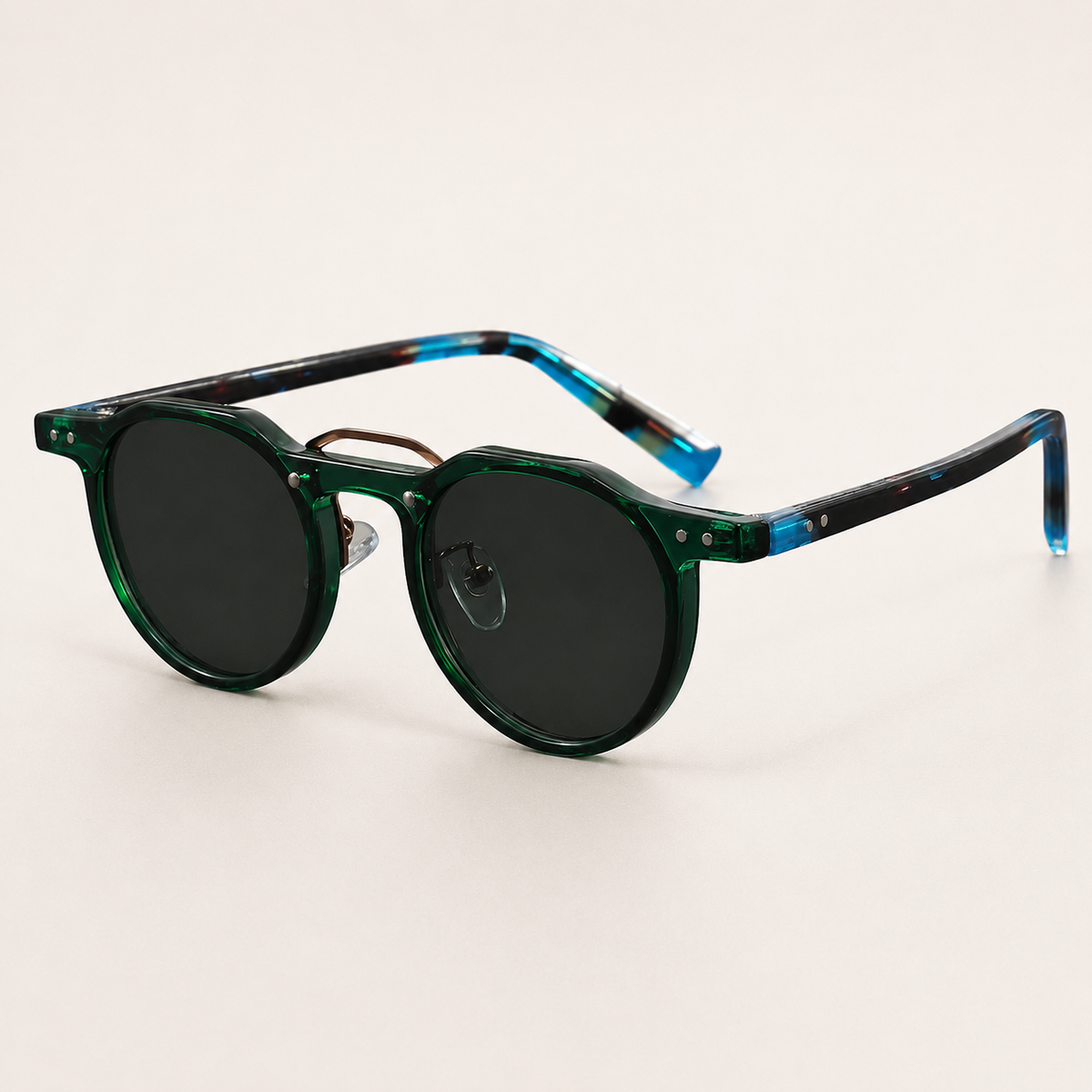 Felix Double-Bridge Round Sunglasses