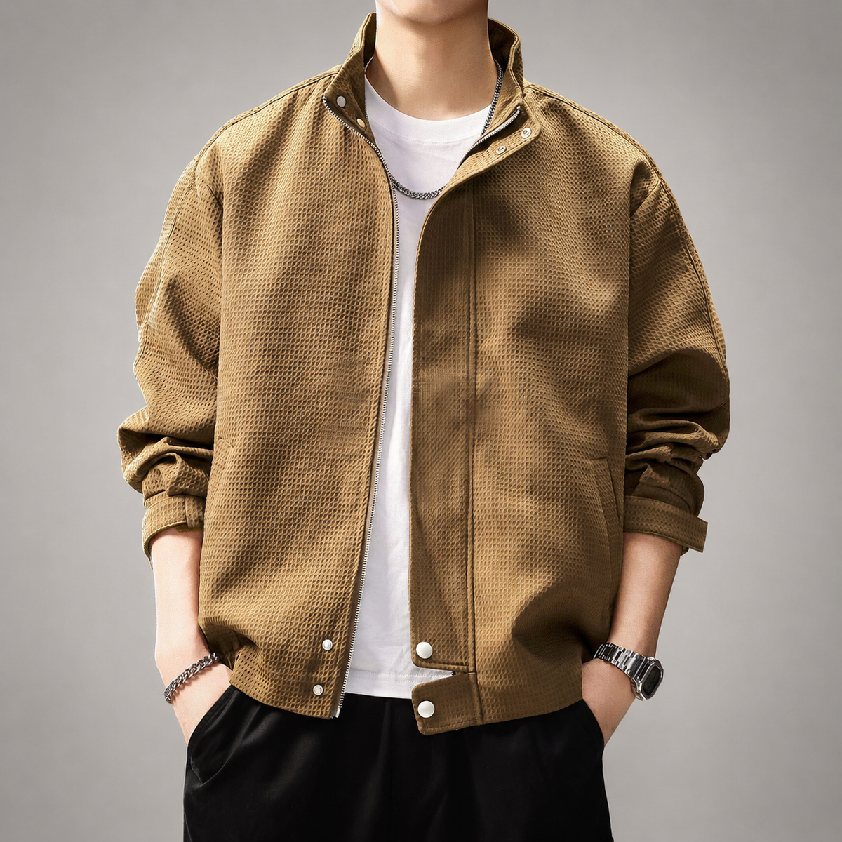 Chester Men’s Textured Stand-Collar Jacket