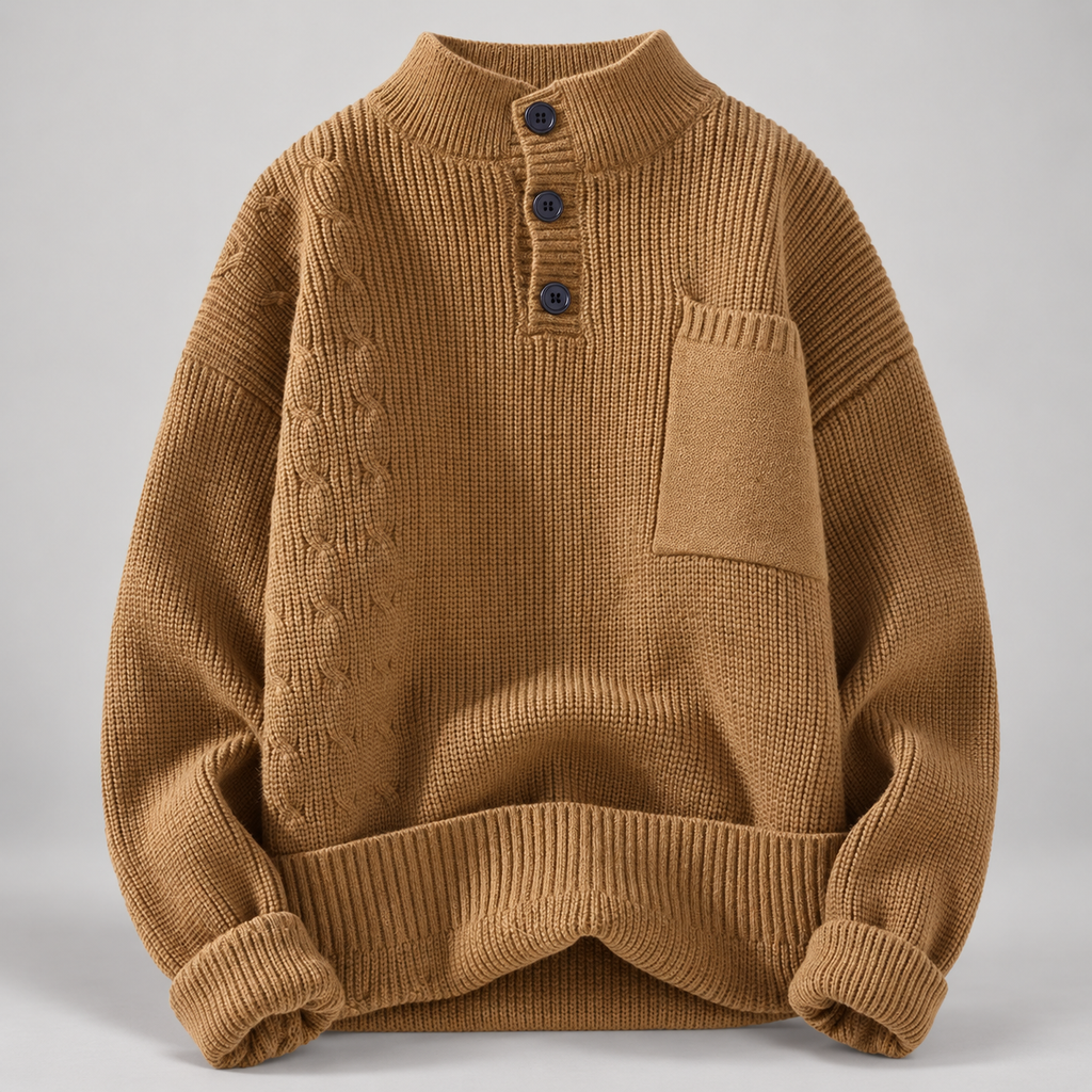 Cillian Men’s Cable-Knit Mock-Neck Sweater