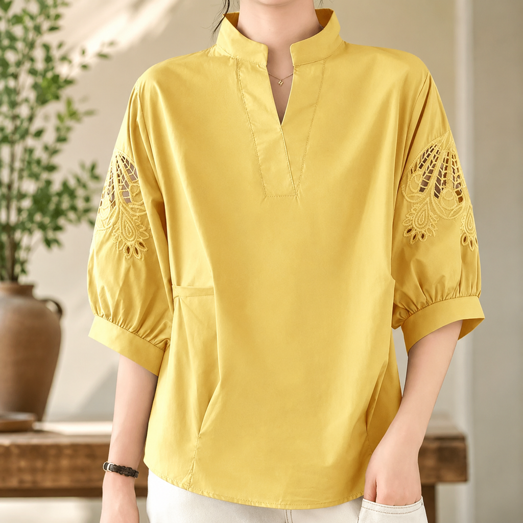 Claire Women’s Floral Linen-Blend Blouse