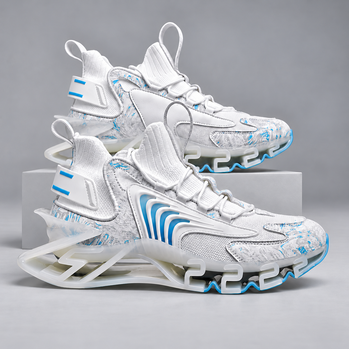 Urban Men’s Marble-Print Sneakers with Ribbed Side Panels