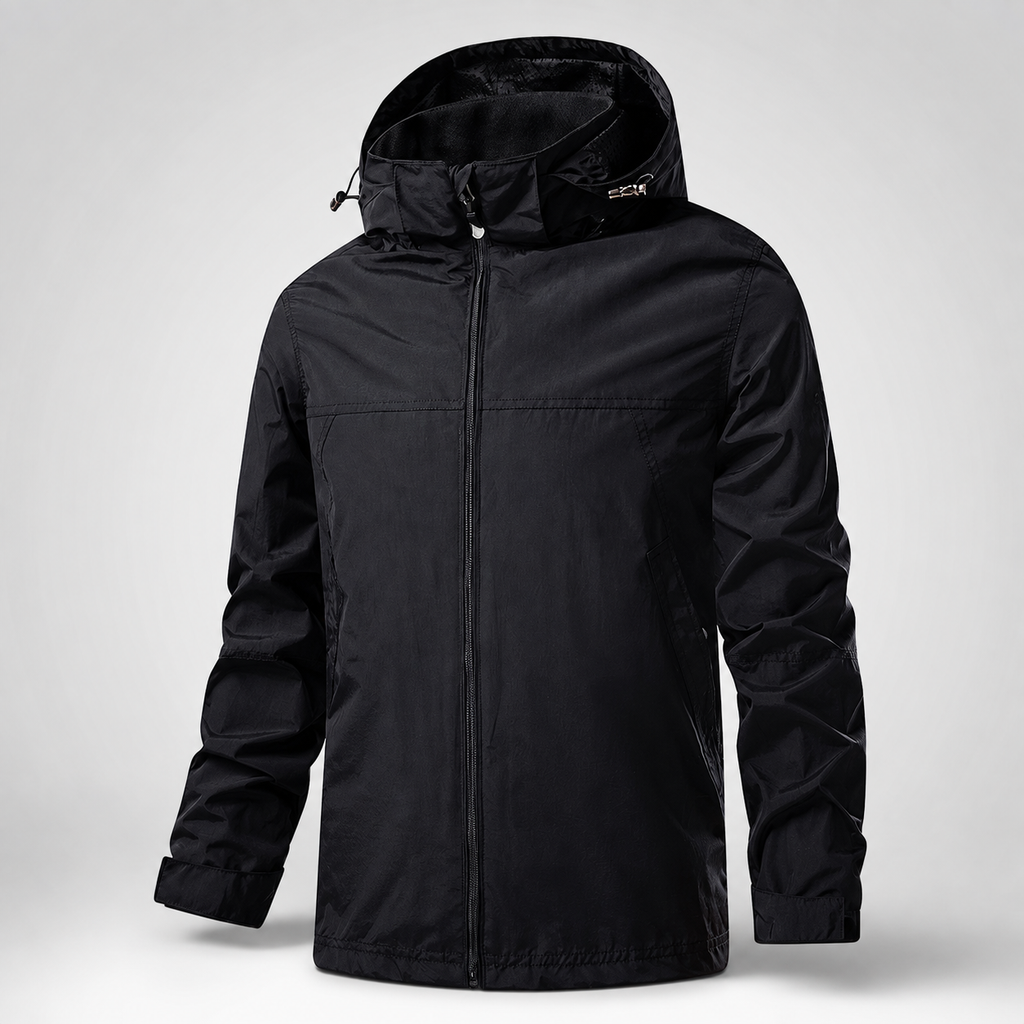 Cole Men's Weather-Resistant Hooded Jacket – Lightweight Windproof Zip Rain Coat