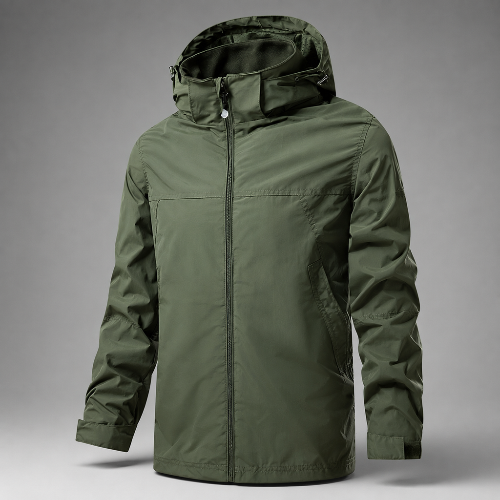 Cole Men's Weather-Resistant Hooded Jacket – Lightweight Windproof Zip Rain Coat