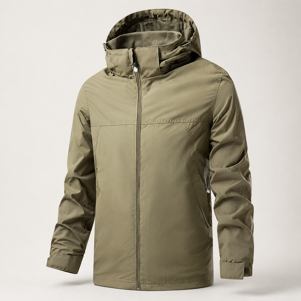 Cole Men's Weather-Resistant Hooded Jacket – Lightweight Windproof Zip Rain Coat