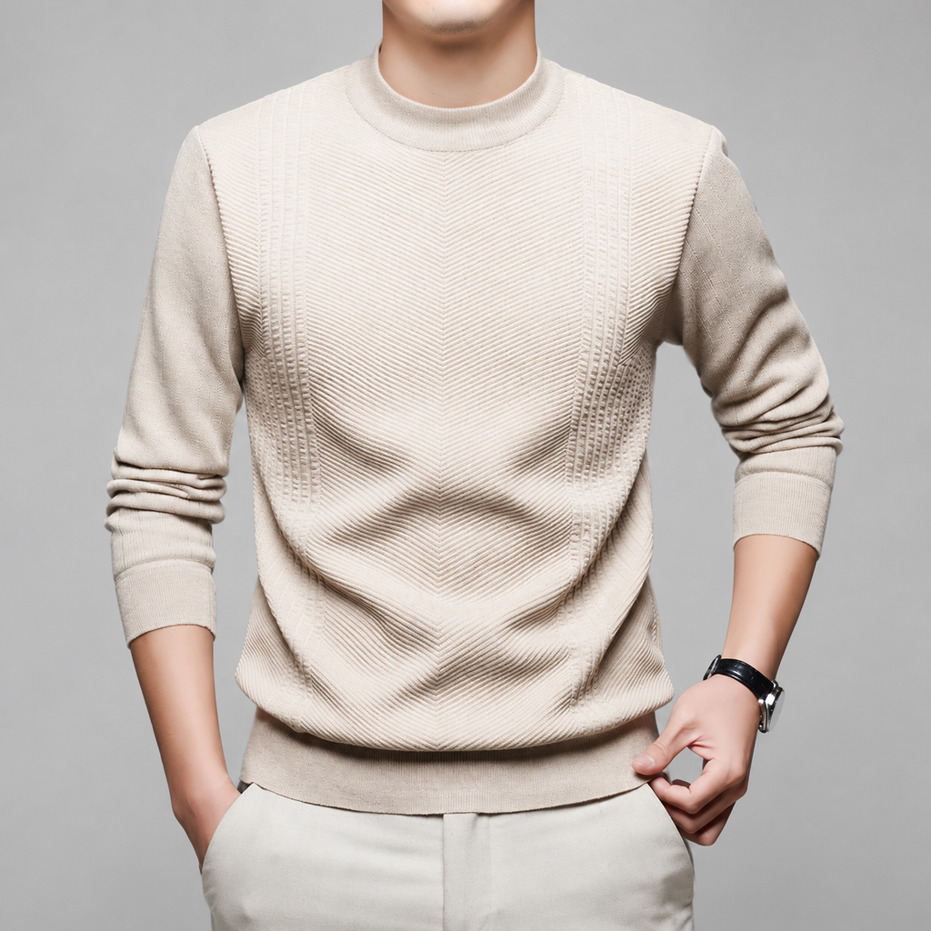 Coleman Men’s Chevron-Textured Mock-Neck Sweater