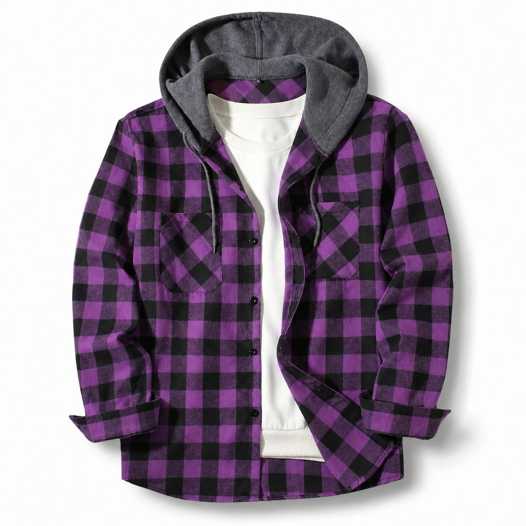 Colton Plaid Hooded Flannel Shirt Jacket