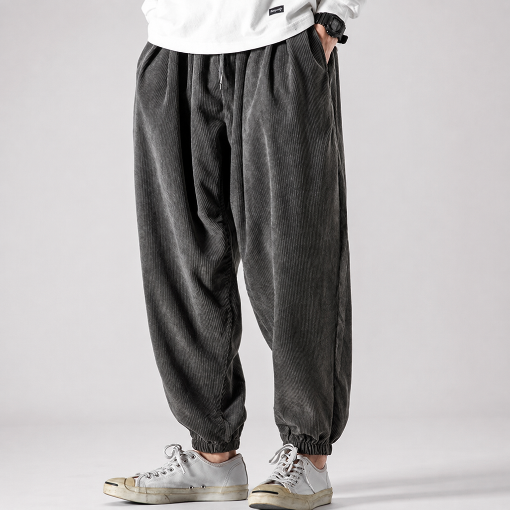 Colton Men's Corduroy Sweatpants – Relaxed Fit Ribbed Velvet Lounge Pants