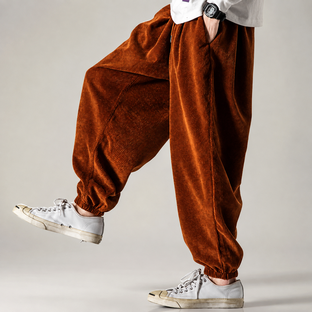 Colton Men's Corduroy Sweatpants – Relaxed Fit Ribbed Velvet Lounge Pants