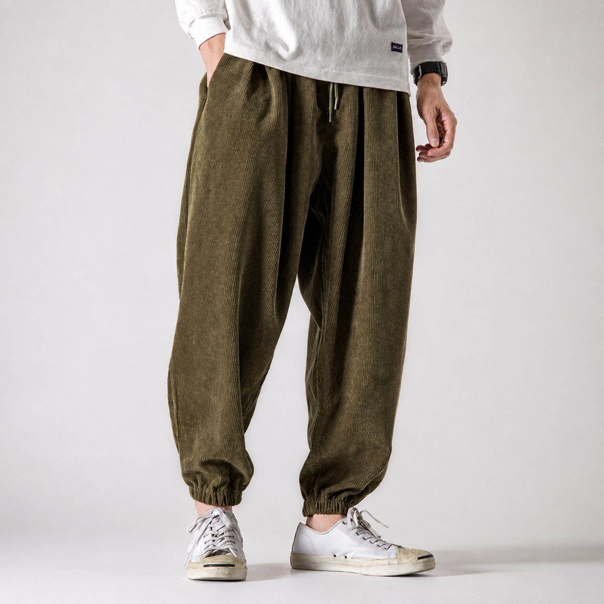 Colton Men's Corduroy Sweatpants – Relaxed Fit Ribbed Velvet Lounge Pants