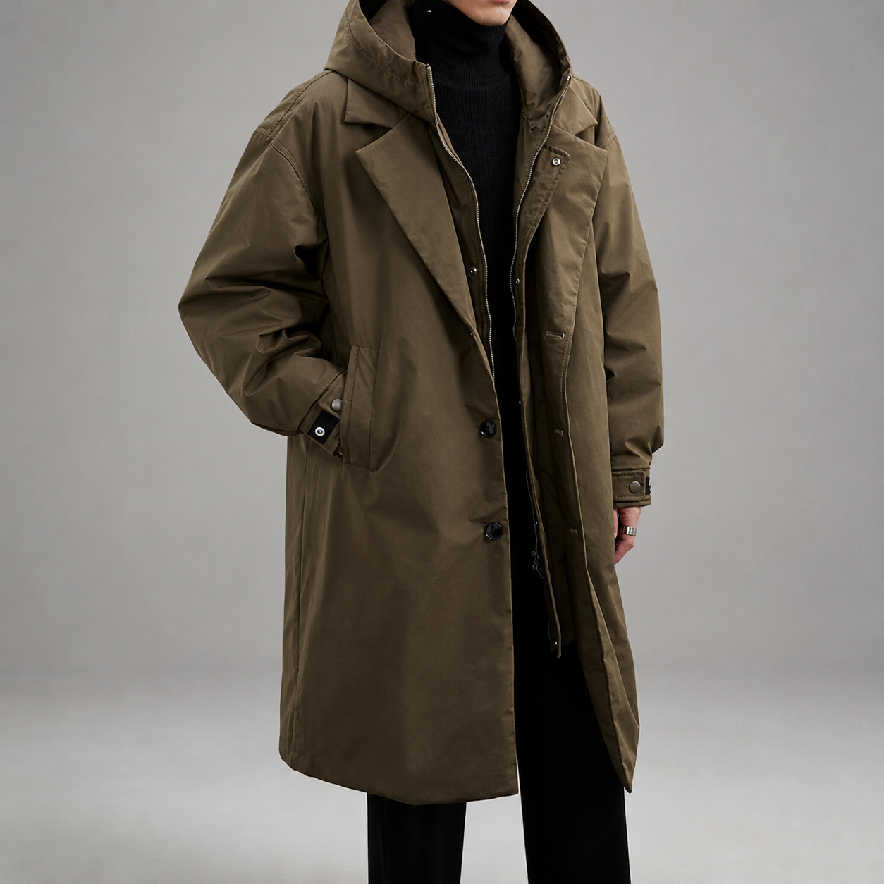 Connor Men’s Lightweight Water - Resistant Hooded Overcoat Jacket