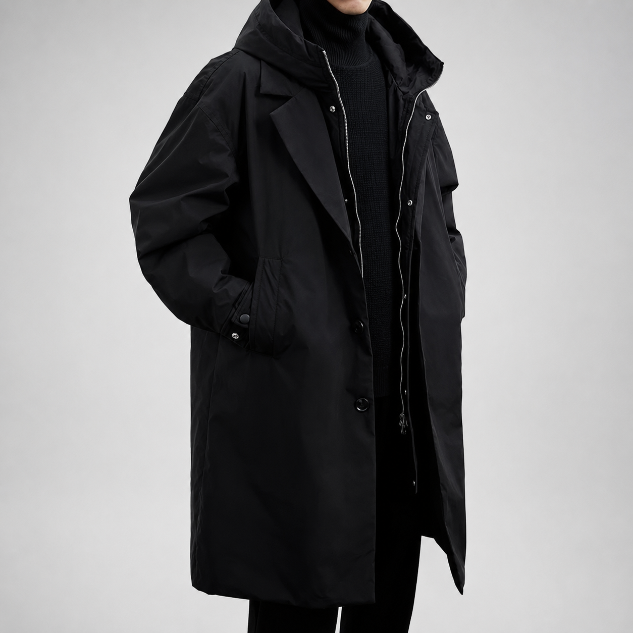 Connor Men’s Lightweight Water - Resistant Hooded Overcoat Jacket