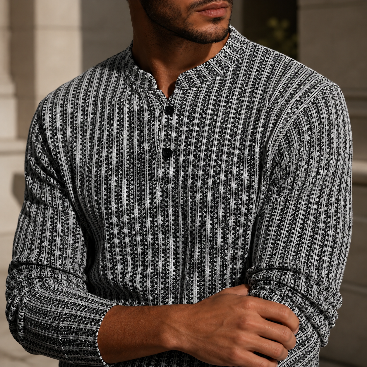 Connor Textured Knit Henley Shirt