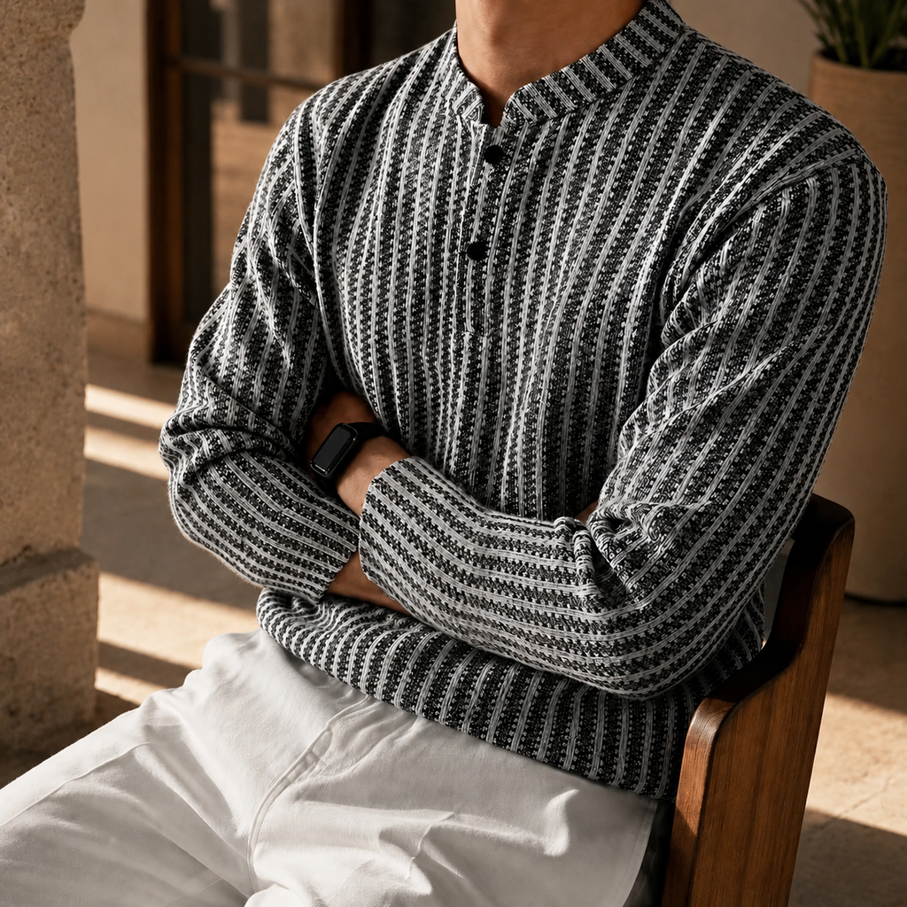 Connor Textured Knit Henley Shirt