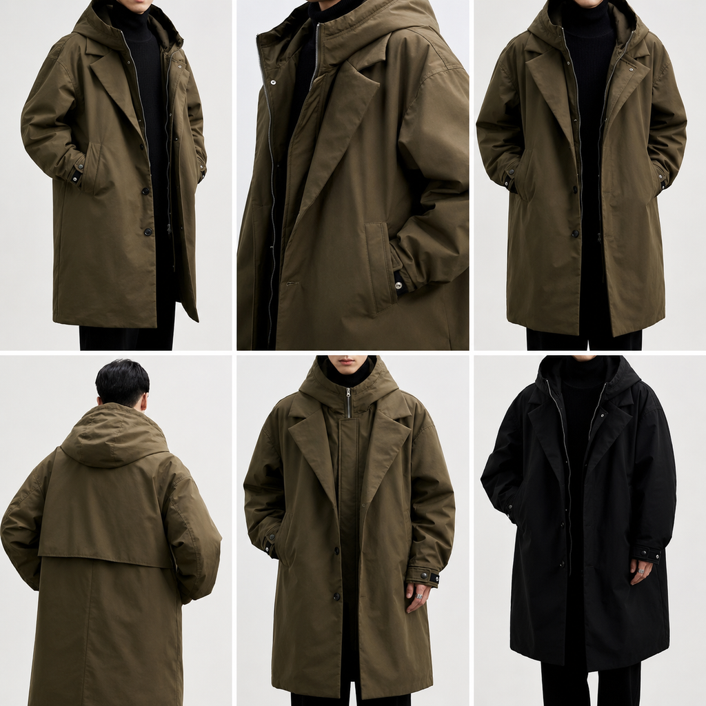 Connor Men’s Lightweight Water - Resistant Hooded Overcoat Jacket