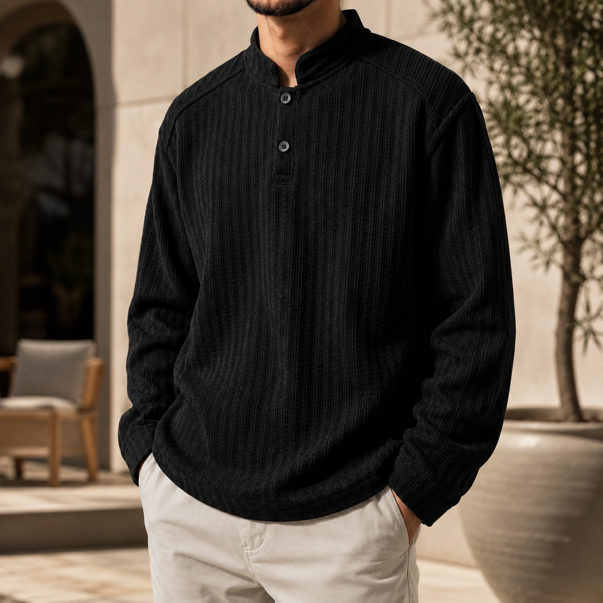 Connor Textured Knit Henley Shirt