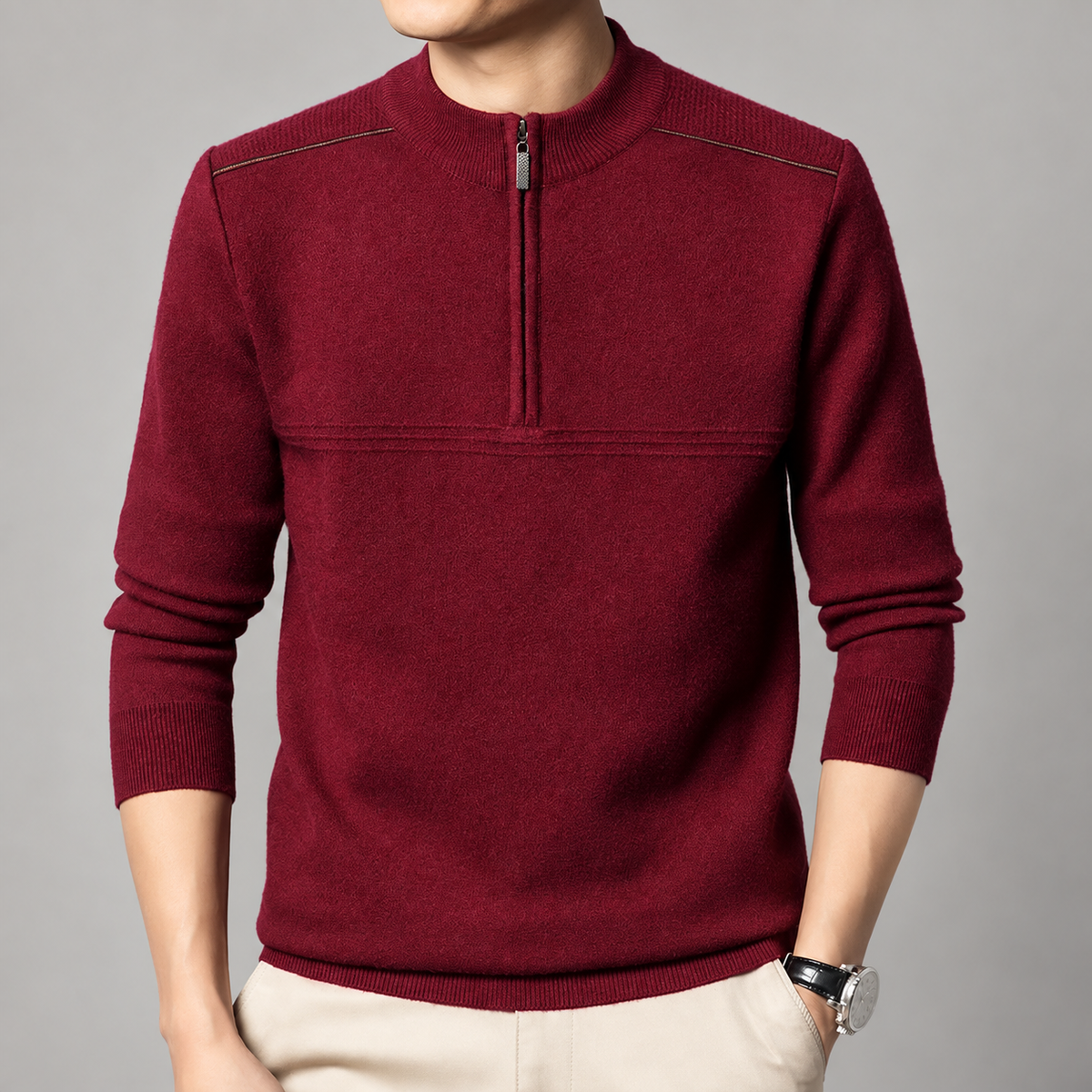 Corbin Men’s Textured Quarter-Zip Mock Neck Sweater