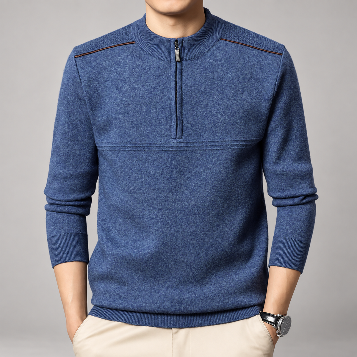 Corbin Men’s Textured Quarter-Zip Mock Neck Sweater