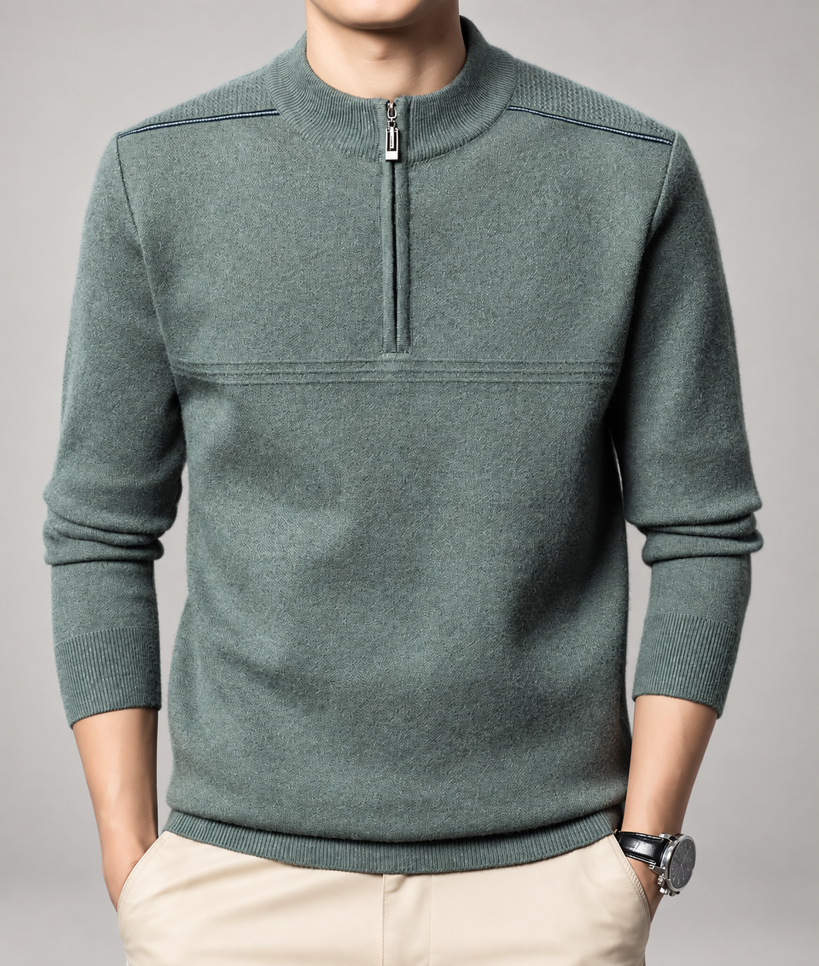 Corbin Men’s Textured Quarter-Zip Mock Neck Sweater