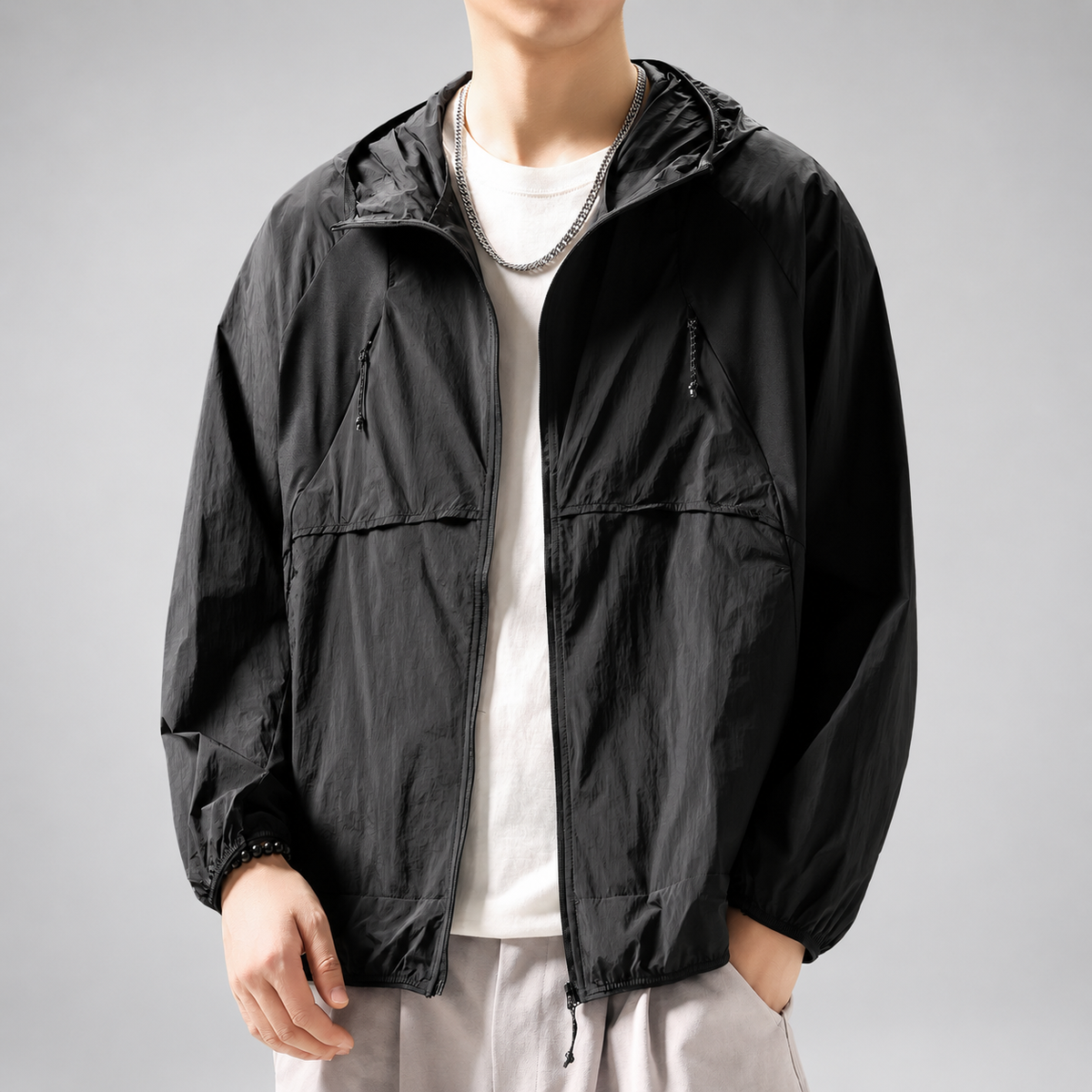 Adelmo Men's Relaxed Hooded Jacket with Zippered Pockets