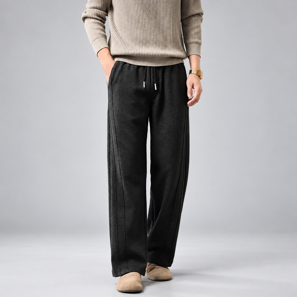 Leandro Men's Wide-Leg Drawstring Pants with Side Pockets