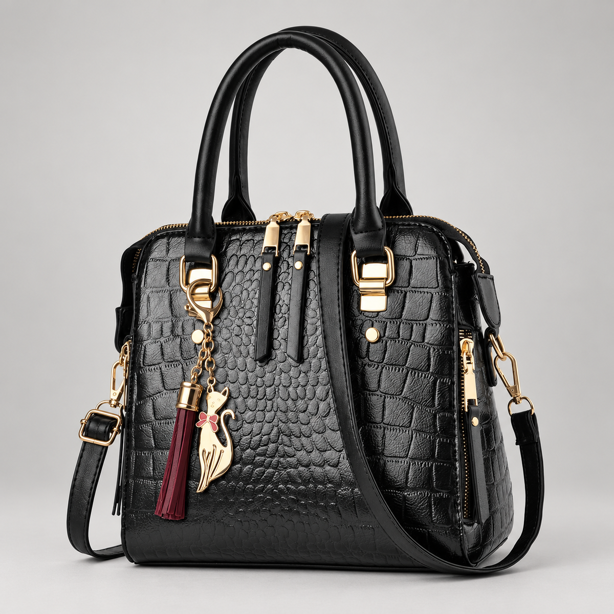 Marinelle Women’s Textured Top Handle Handbag with Shoulder Strap