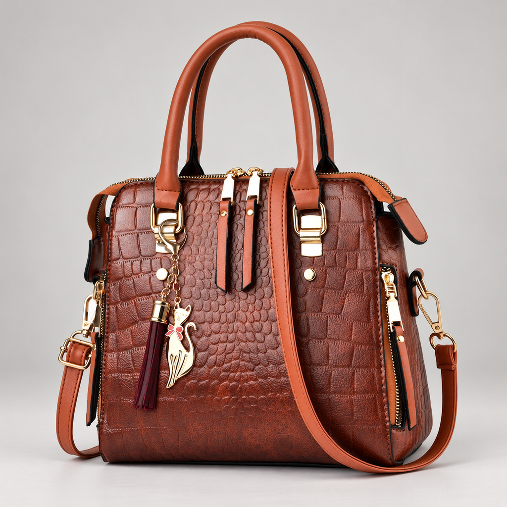 Marinelle Women’s Textured Top Handle Handbag with Shoulder Strap