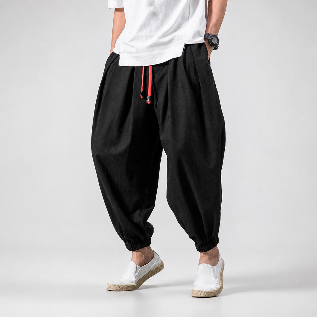Damian Men's Linen Cotton Jogger Pants – Lightweight Drawstring Casual Trousers