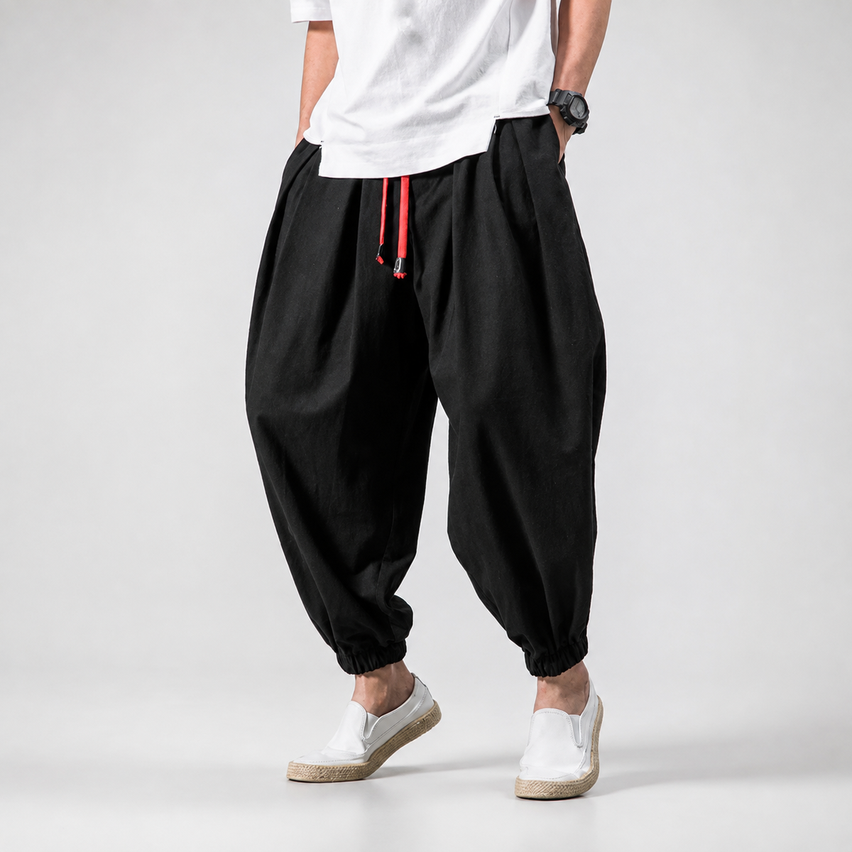Damian Men's Linen Cotton Jogger Pants – Lightweight Drawstring Casual Trousers
