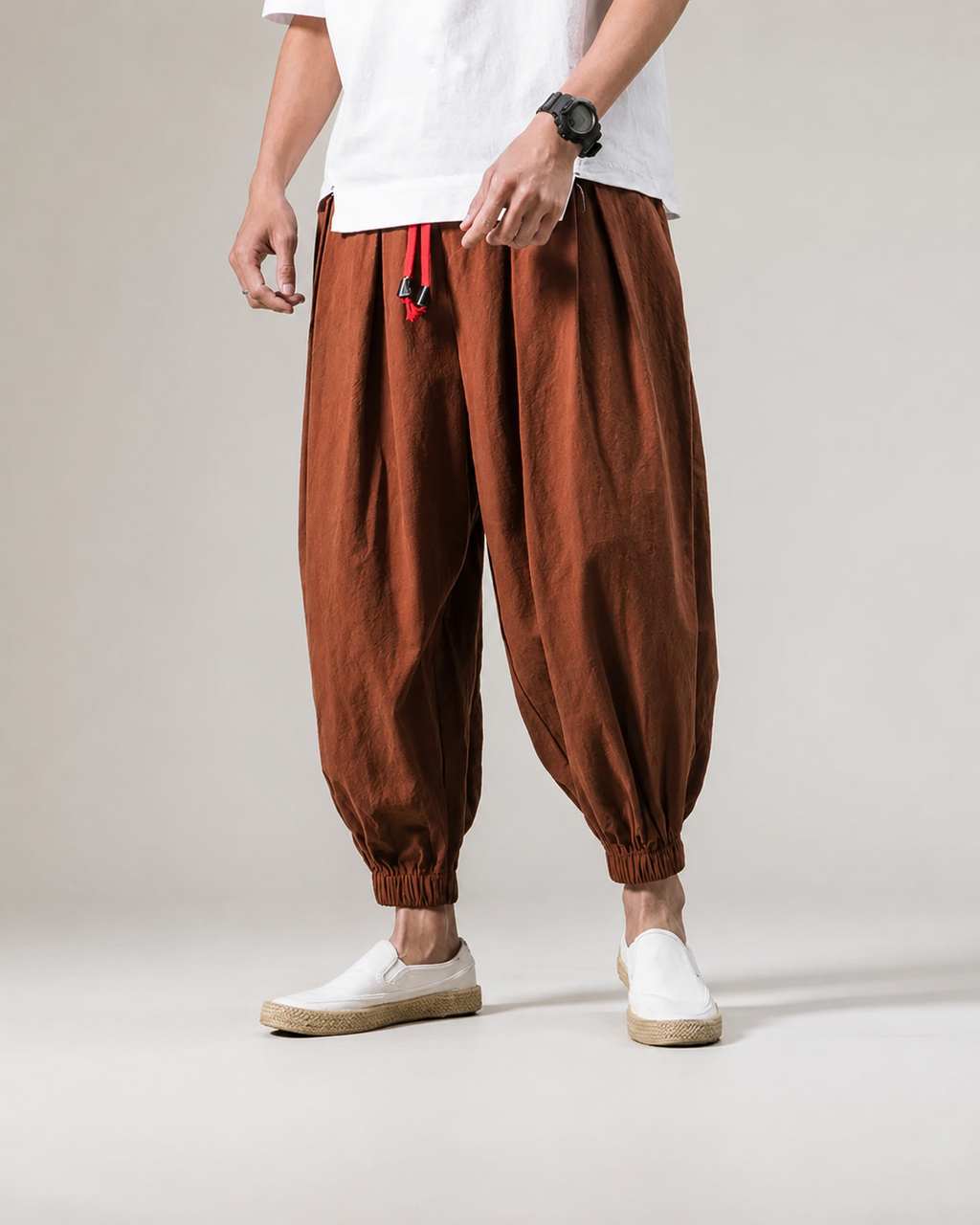 Damian Men's Linen Cotton Jogger Pants – Lightweight Drawstring Casual Trousers
