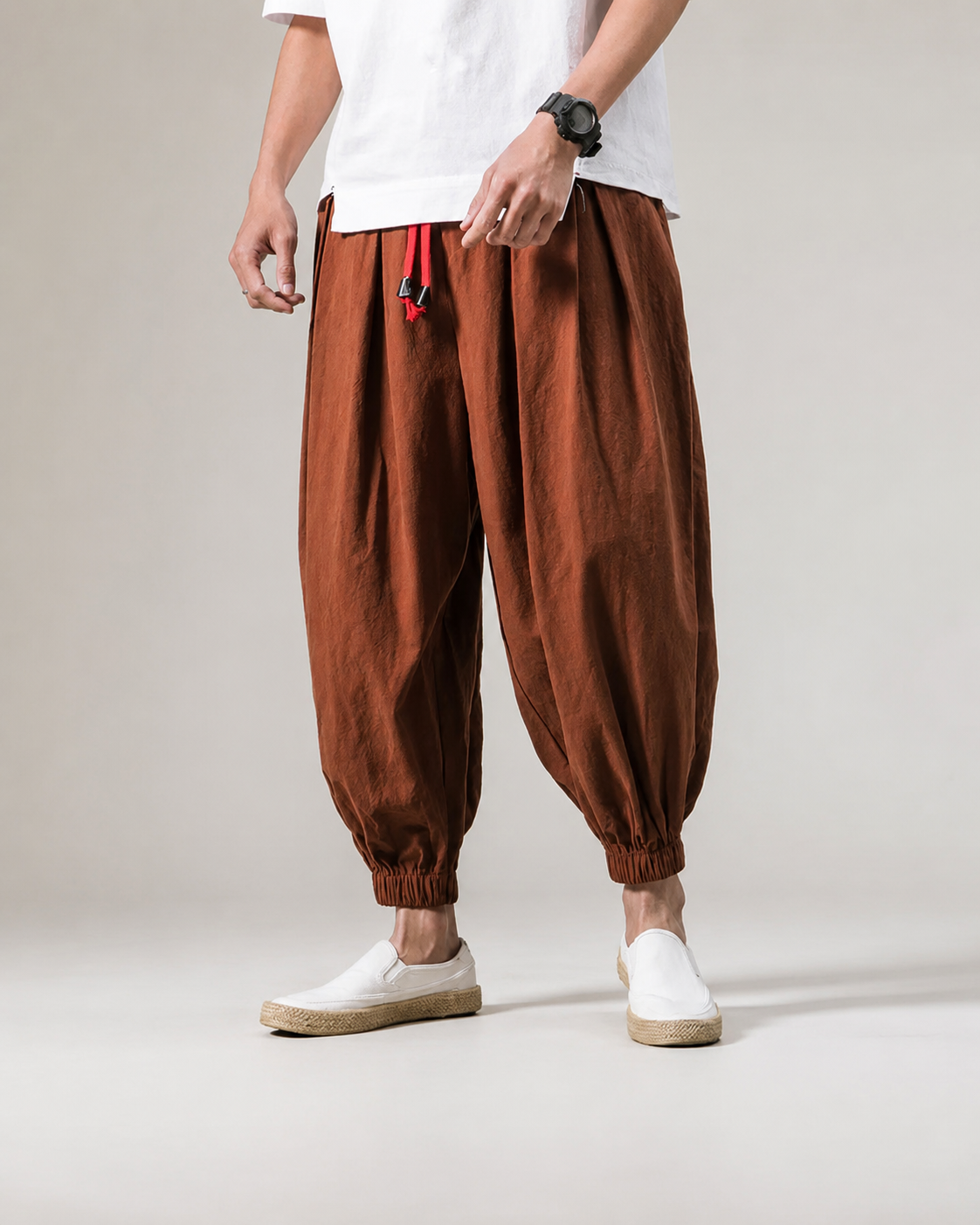 Damian Men's Linen Cotton Jogger Pants – Lightweight Drawstring Casual Trousers