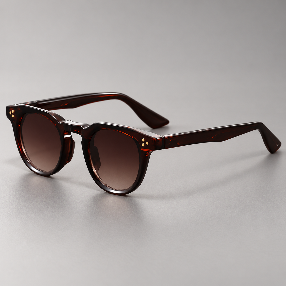 Dante Unisex Retro Round Rivet Sunglasses