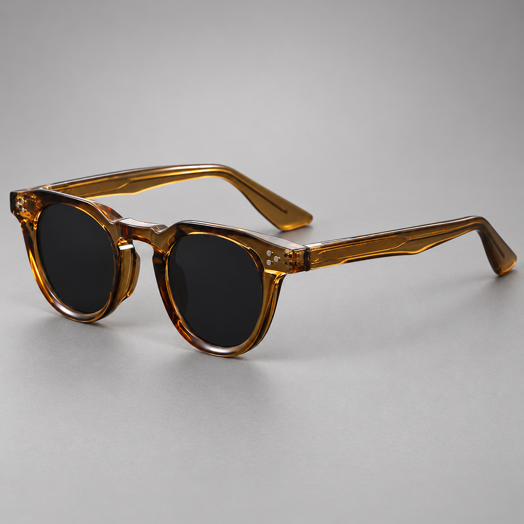 Dante Unisex Retro Round Rivet Sunglasses