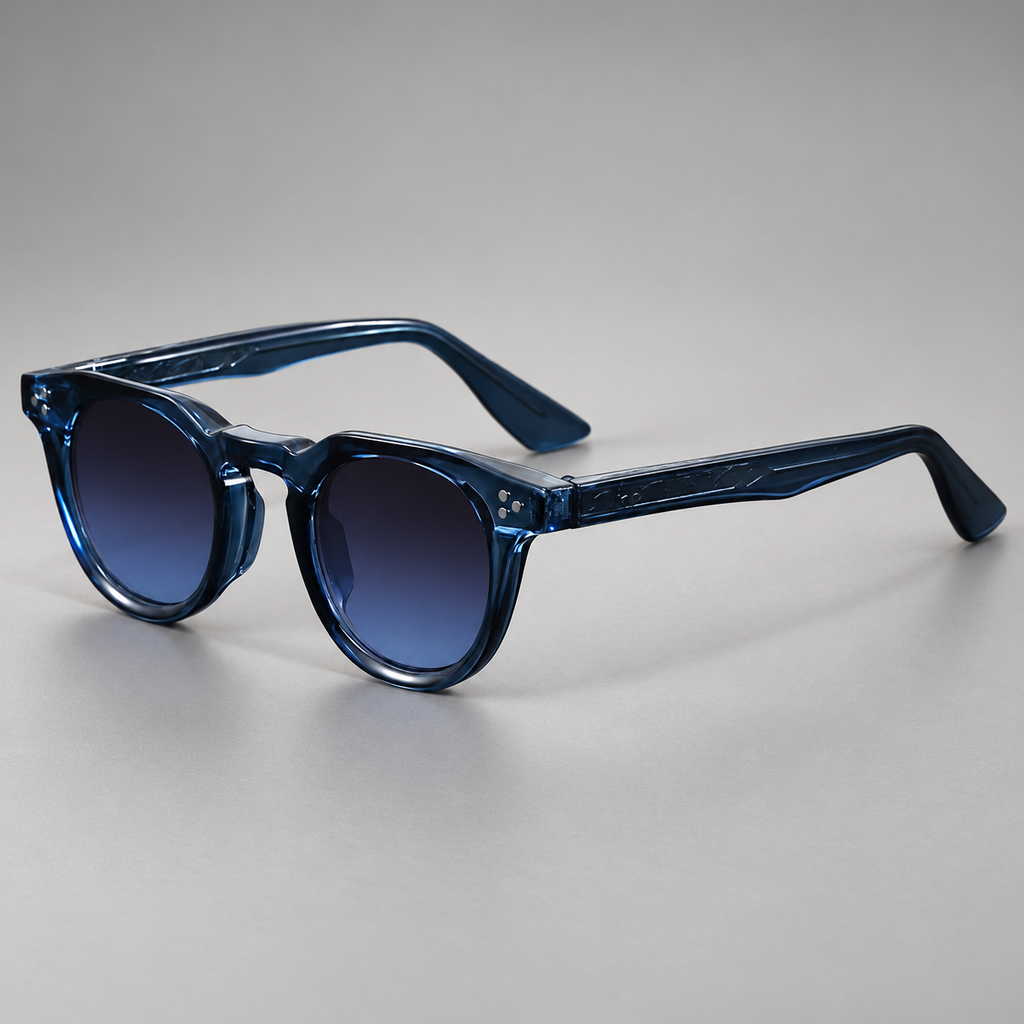 Dante Unisex Retro Round Rivet Sunglasses