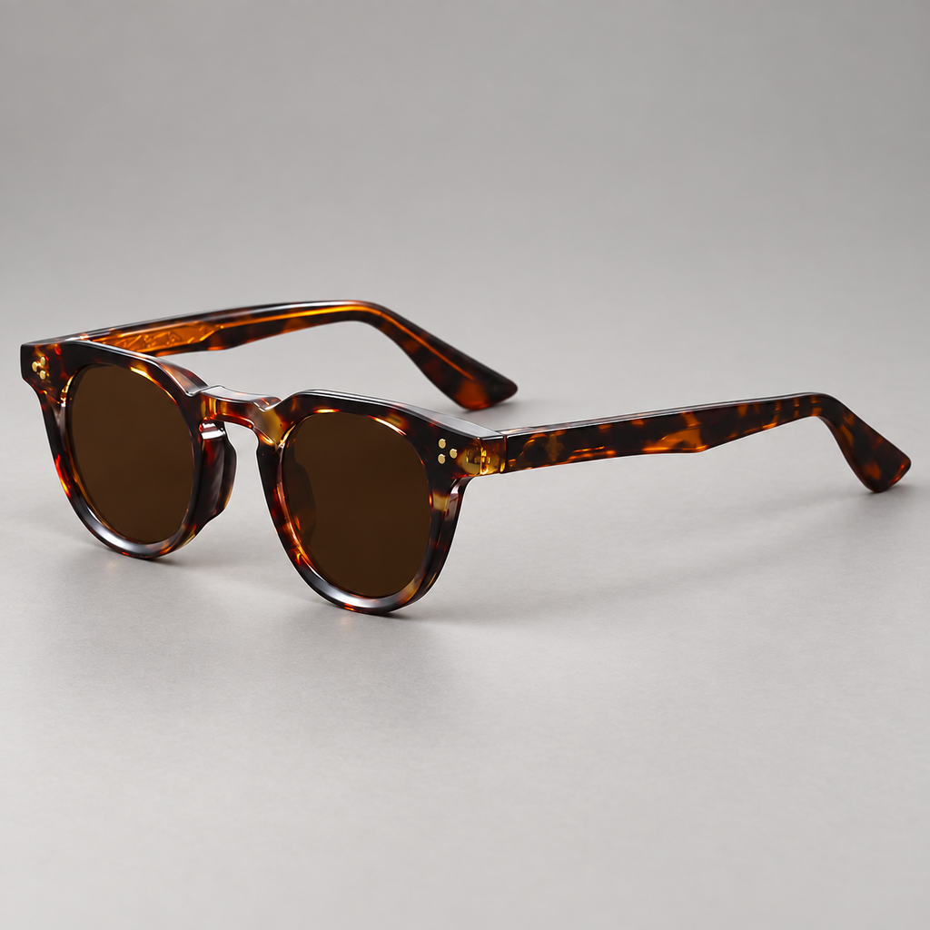 Dante Unisex Retro Round Rivet Sunglasses