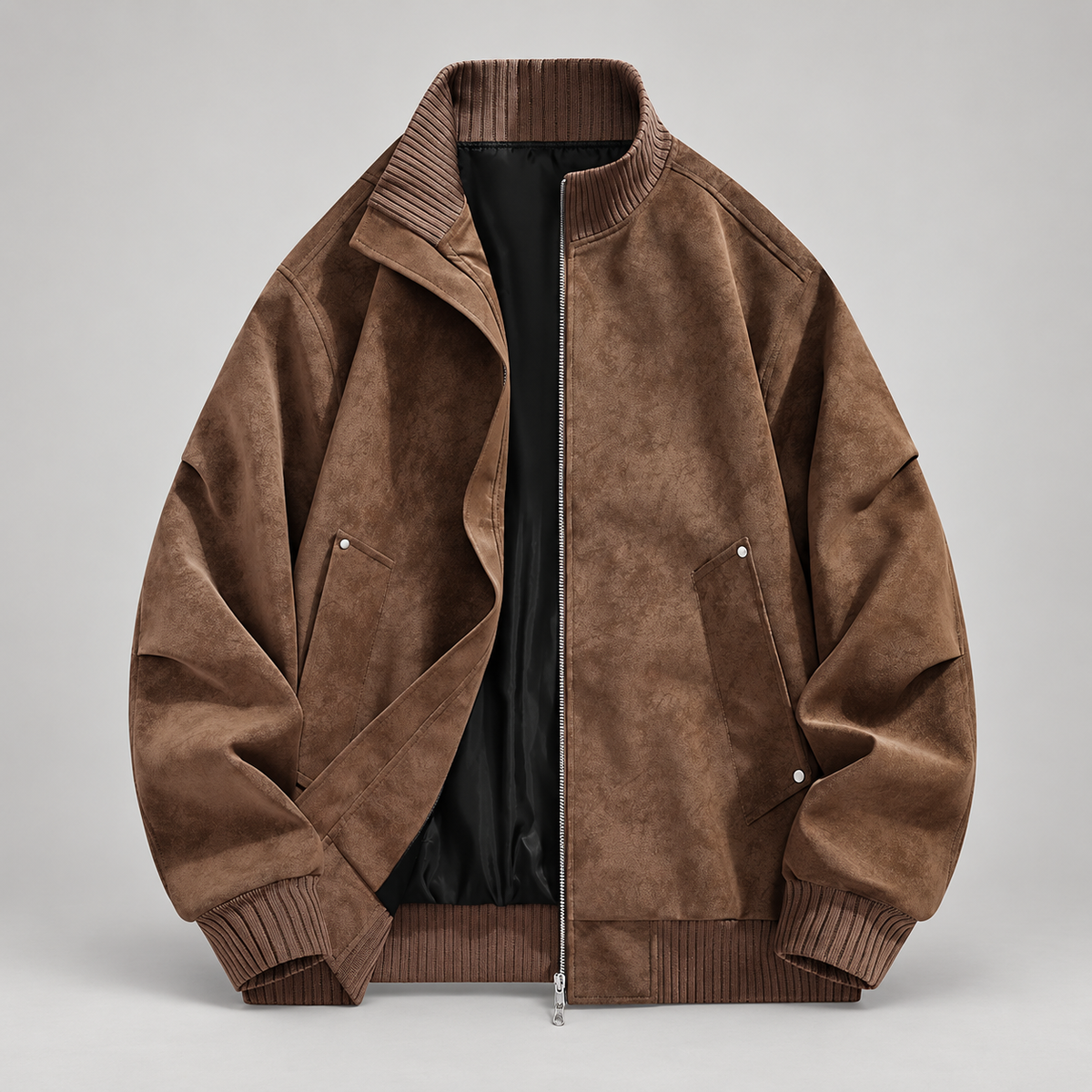 Dario Men’s Distressed Suede-Look Bomber Jacket