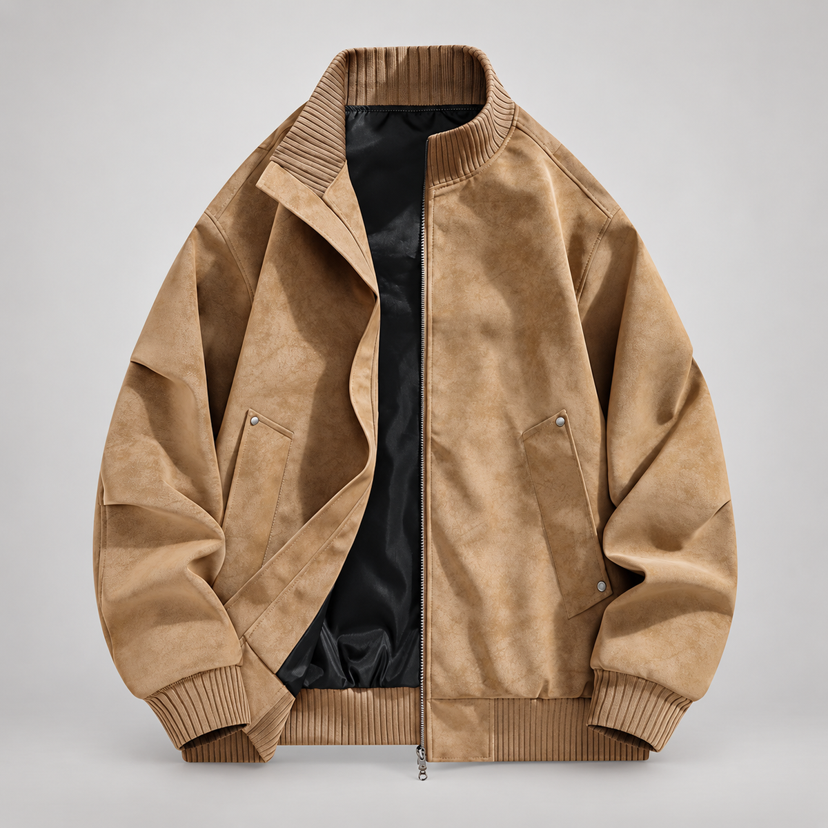 Dario Men’s Distressed Suede-Look Bomber Jacket