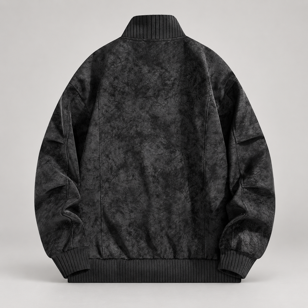 Dario Men’s Distressed Suede-Look Bomber Jacket