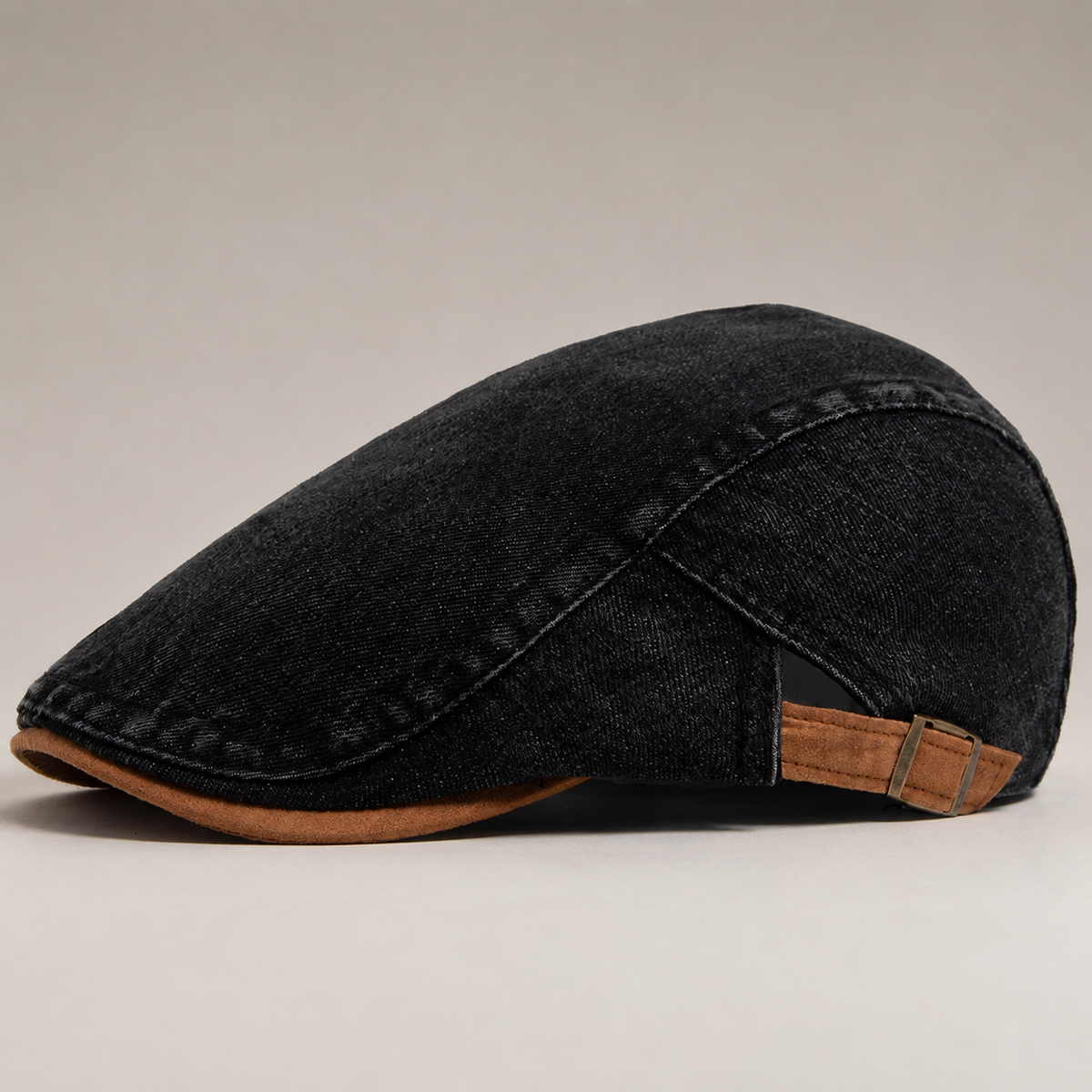 Dario Men’s Washed Denim Flat Cap with Adjustable Strap