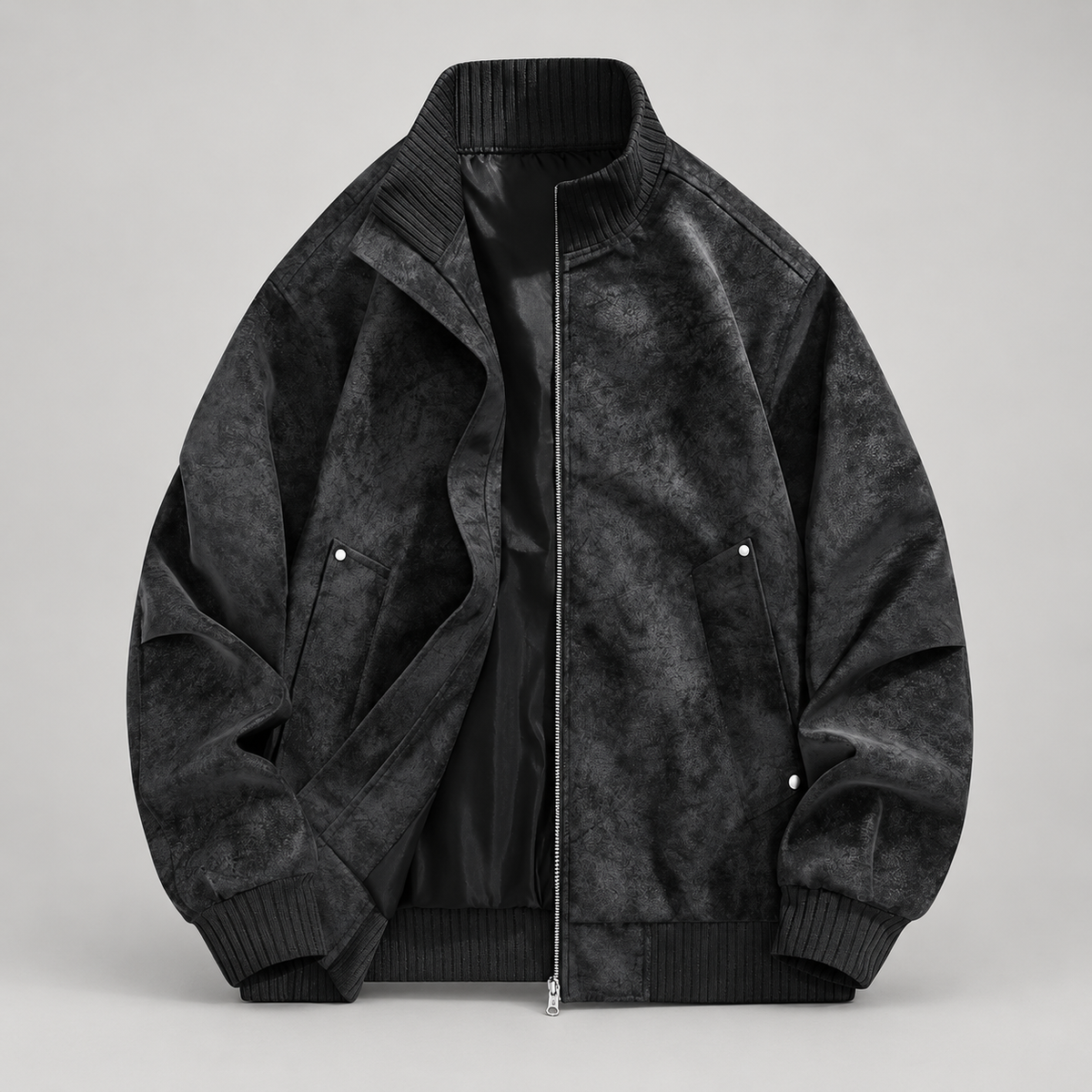 Dario Men’s Distressed Suede-Look Bomber Jacket