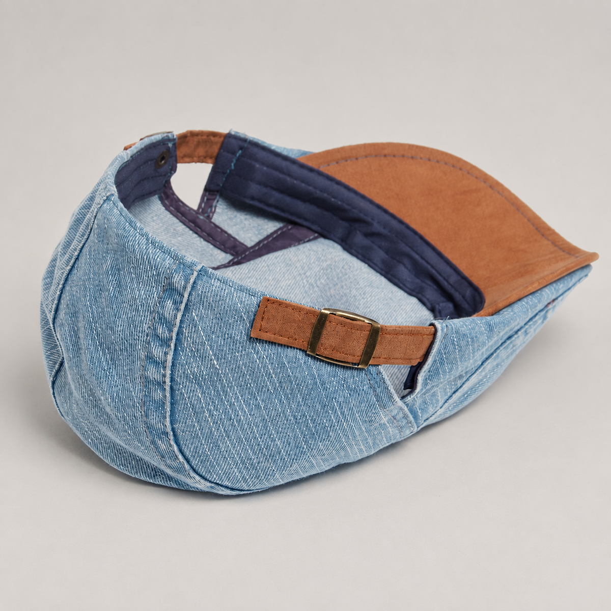 Dario Men’s Washed Denim Flat Cap with Adjustable Strap