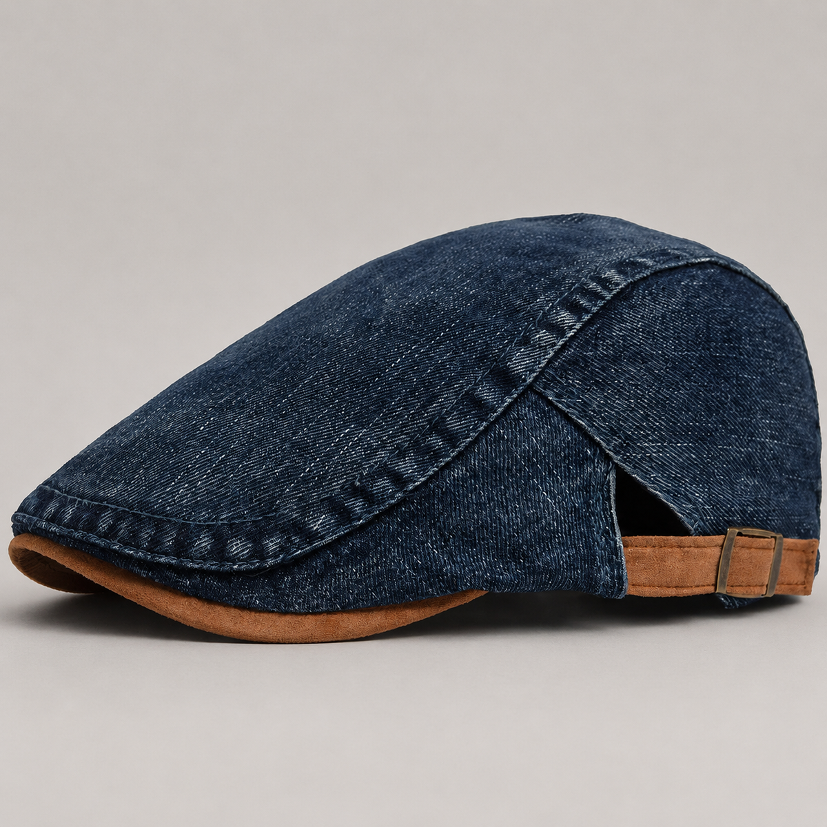 Dario Men’s Washed Denim Flat Cap with Adjustable Strap