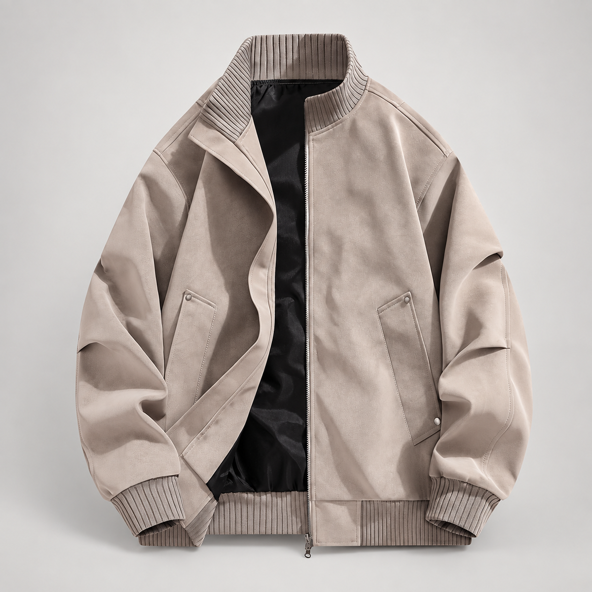 Dario Men’s Distressed Suede-Look Bomber Jacket