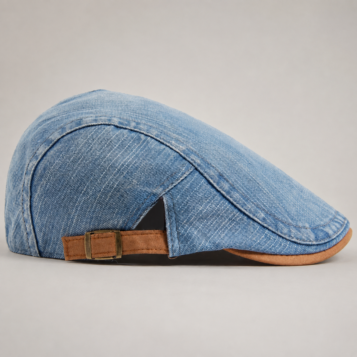 Dario Men’s Washed Denim Flat Cap with Adjustable Strap