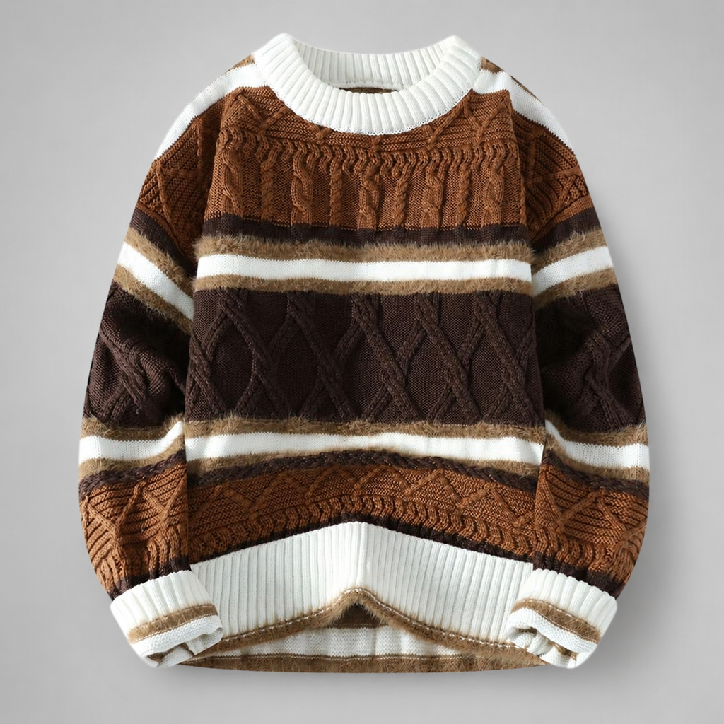 Dawson Men's Cable Knit Stripe Crewneck Sweater