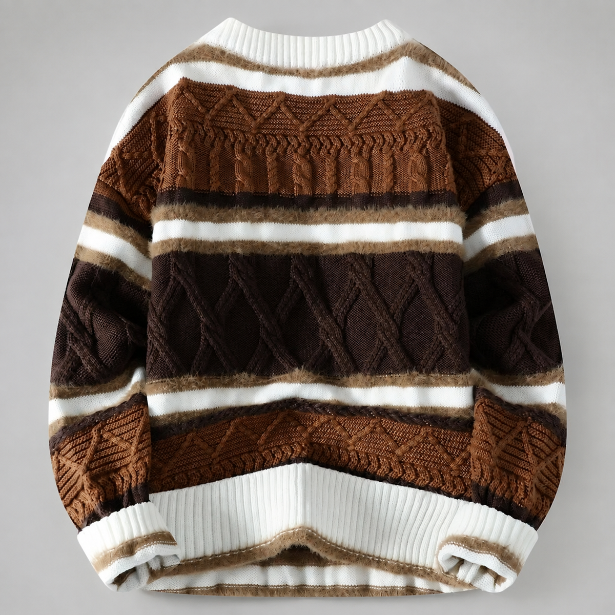 Dawson Men's Cable Knit Stripe Crewneck Sweater
